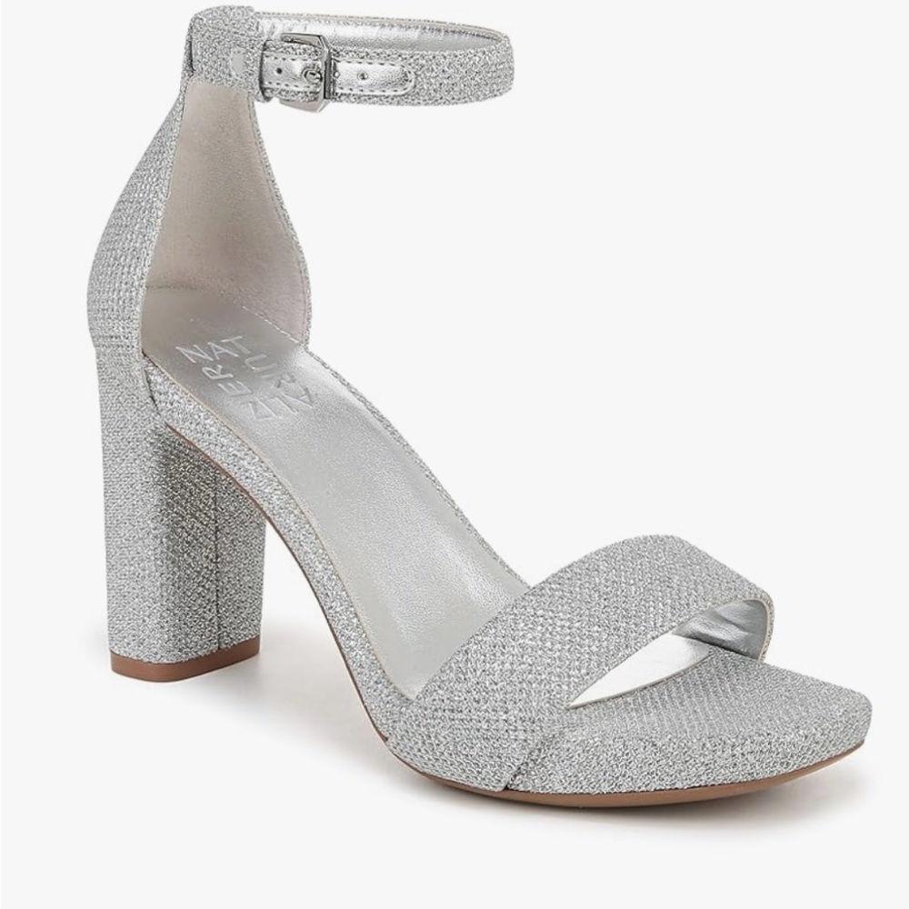 Naturalizer Sparkling Silver Block Heels